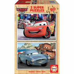 EDUCA Lesena sestavljanka, 2 x 50 kosov - Cars 2