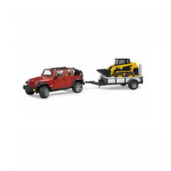 BRUDER Jeep Wrangler Rubicon s prikolico in Cat kopačem