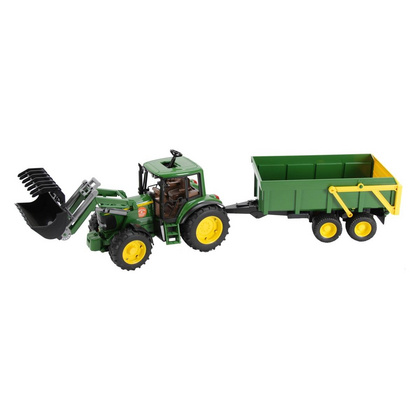 Bruder John Deer traktor z nakladalko in prikolico