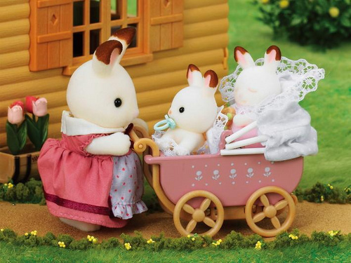 Dvojčka čokoladna zajčka v vozičku Sylvanian Families