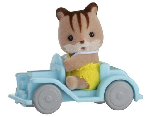 Dojenček v škatlici - rjava veverička v avtku Sylvanian Families
