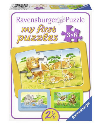 Sestavljanka Moje prve puzzle Slonček, opica in lev 3x6d