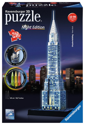 Sestavljanka 3D Chrysler Building ponoči 216d